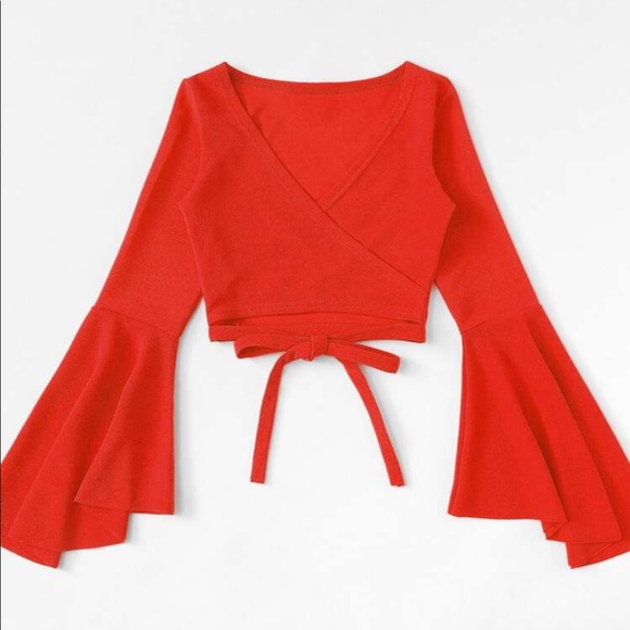 SHEIN Tops - Red Wrap Shirt.